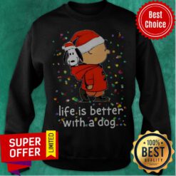 Snoopy And Charlie Life Is Better With A Dog Christmas Sweatshirt