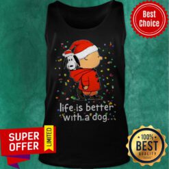 Snoopy And Charlie Life Is Better With A Dog Christmas Tank Top