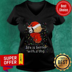 Snoopy And Charlie Life Is Better With A Dog Christmas V-neck