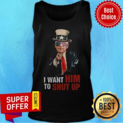 Official Joe Biden I Want Him To Shut Up American Flag Tank Top