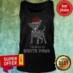 Top Chihuahua Santa I Believe In Santa Paws Diamond Christmas Tank Top