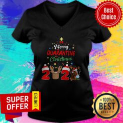 Top Merry Quarantine Christmas 2020 V-neck