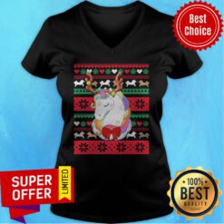 Top Reindeer Unicorn Ugly Christmas Unicorn V-neck