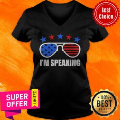 Top Star And Glass I’m Speaking American Flag Glass V-neck