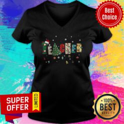 Top Teacher Merry Christmas V-neck