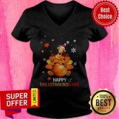 Top Tigger Happy Hallothanksmas Pumpkin V-neck