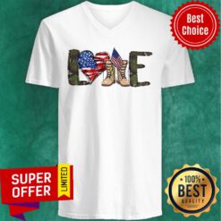 Premium Love My Veteran American Flag V-neck