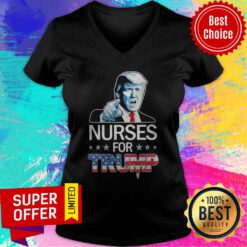 Funny Nurses For Trump American Flag V-neck