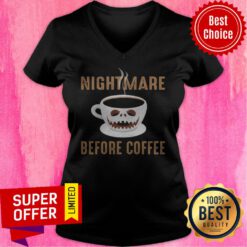 Top Nightmare Before Coffee Cup Scary Face Halloween V-neck