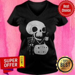 Official Skeleton Drink Coffee Saves Halloween V-neck