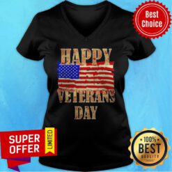Top Happy Veterans day American Flag V-neck