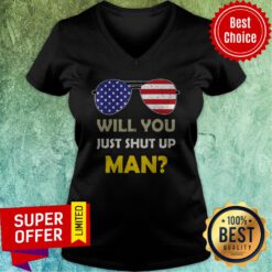American Glass Will You just Shut Up Man Presidential Debate V-neck