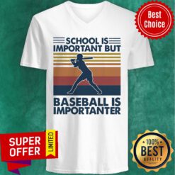 Official School Is Important But Baseball Is Importanter Vintage V-neck
