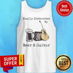Awesome Easily Distracted By Beer And Guitar Tank Top