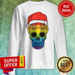 Awesome Gay Pride Santa Hat Sugar Skull LGBT Christmas Mexican Sweatshirt