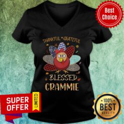 Awesome Thanksgiving Thankful Grateful Blessed Grammie Turkey V-neck