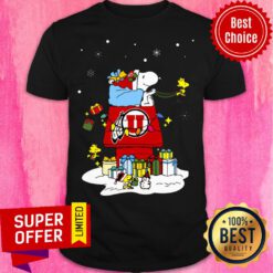 Awesome Utah Utes Santa Snoopy Wish You A Merry Christmas Shirt