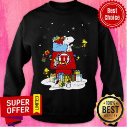 Awesome Utah Utes Santa Snoopy Wish You A Merry Christmas Sweatshirt