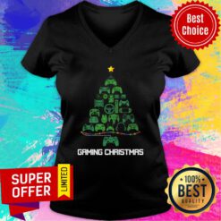 Funny Gaming Christmas Tree Merry Christmas V-neck
