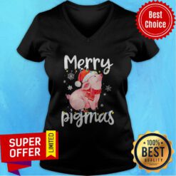 Funny Merry Pigmas Christmas Light V-neck