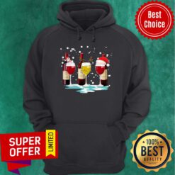 Funny Wine Glass Snowman Reindeer Santa Christmas Hoodie