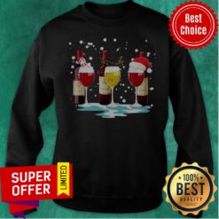 Funny Wine Glass Snowman Reindeer Santa Christmas Sweatshirt