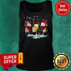 Funny Wine Glass Snowman Reindeer Santa Christmas Tank Top