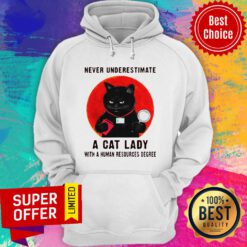 Nice Never Underestimate A Cat Lady With A Human Resources Degree Hoodie