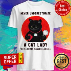 Nice Never Underestimate A Cat Lady With A Human Resources Degree Shirt