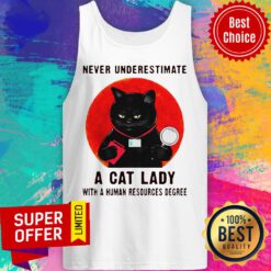 Nice Never Underestimate A Cat Lady With A Human Resources Degree Tank Top