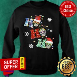 Nice Sugar Skull Ho Ho Ho Light Christmas Sweatshirt