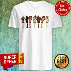 Official Hands Sign Language Justice Reusable V-neck