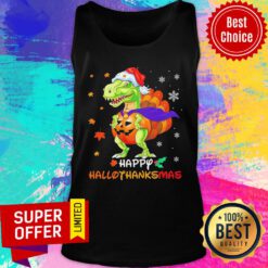 Official Santa Dinosaur Pumpkin Happy Hallothanksmas Tank Top