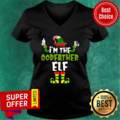 Premium I'm The Godfather Elf Quarantine Matching Christmas V-neck