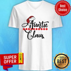 Top Santa Auntie Claus Christmas V-neck