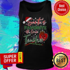 Top Santa’s Favorite 4th Grade Teacher Christmas Tank Top