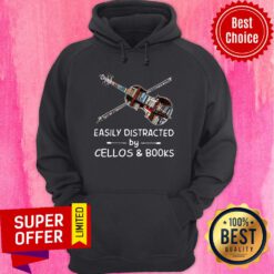 Awesome Easily Distracted By Cellos And Books Hoodie