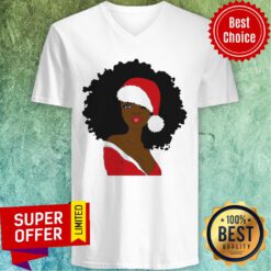 Awesome Merry Christmas Santa Black Girl V-neck