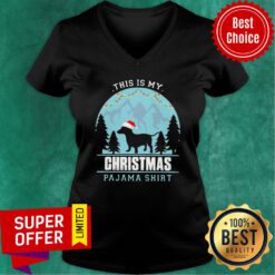 Awesome This Is My Christmas Pajama Santa Dachshund V-neck
