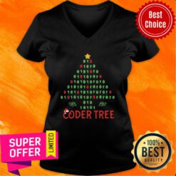 Coder Tree Christmas Tree Programmer Coder Xmas V-neck