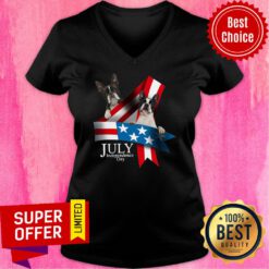 French Bulldog 4 Of July Independence Day American Flag V-neck