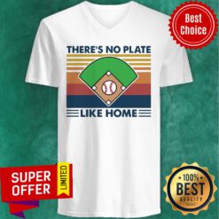 Funny Baseball There’s No Plate Like Home Vintage Retro V-neck