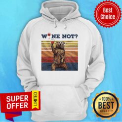 Funny Bear Drink Wine Not Vintage Retro Hoodie