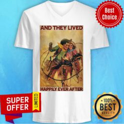 Funny Cowboys Horse Rodeo Couple And They Lived Happily Ever After V-neck