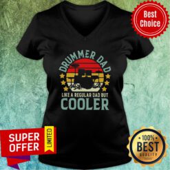 Funny Drummer Dad Like A Regular Dad But Cooler Vintage V-neck