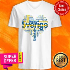 Funny Sweden Sverige Heart Cities V-neck