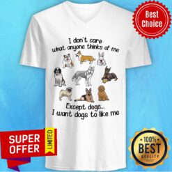 I Don’t Care What Anyone Thinks Of Me Except Dogs I Want Dogs To Like Me V-neck