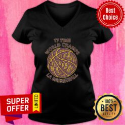 Los Angeles Basketball 17 Time World Champs Word Cloud BBall V-neck