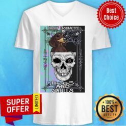 Nice Dachshund And Skull Easily Distracted By Dogs And Skulls V-neck