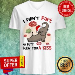 Nice Elephant Santa I Đin’t Fart My Butt Blew You A Kis Christmas V-neck